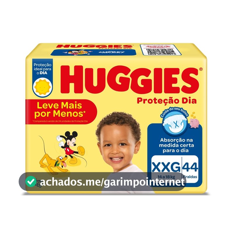 Huggies Fralda Proteção Dia Tam. XXG - 44 fraldas