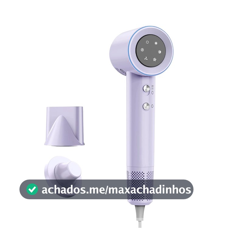 GOKOCO Secador De Cabelo Profissional 110v 127v, 120000 RPM High Speed Hair Dryer 1600W com Display Digital LED e Bocal de ar Magnético,GD029 Roxo