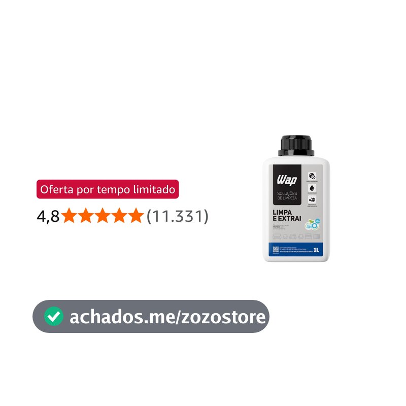 Detergente Limpador para Extratoras Concentrado WAP Limpa e Extrai, com Fragrância e sem Espuma, 1 Litro