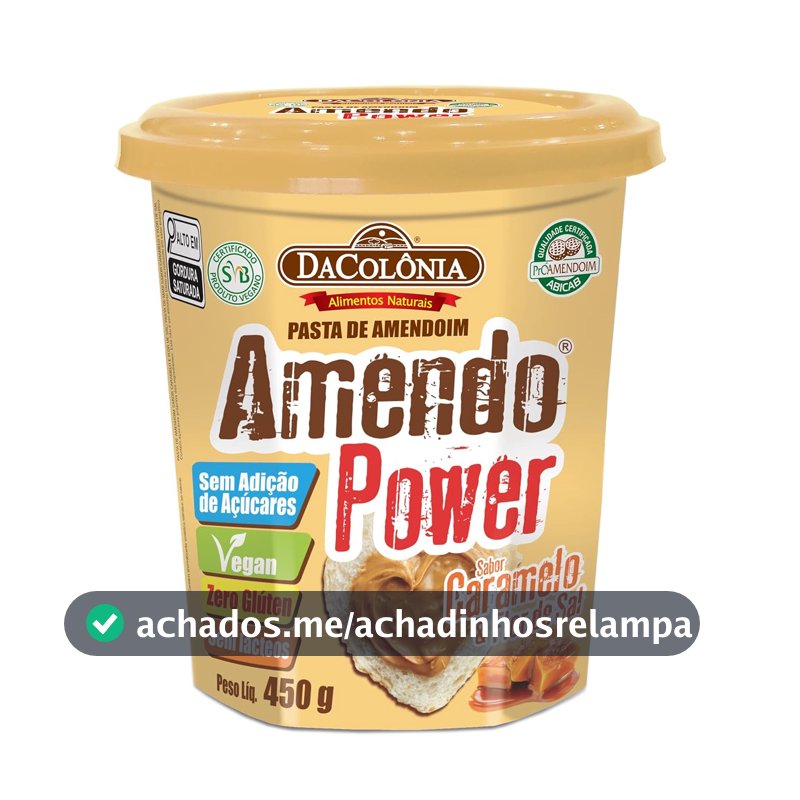 Pasta de Amendoim Integral DaColonia Amendopower, Caramelo, 450g