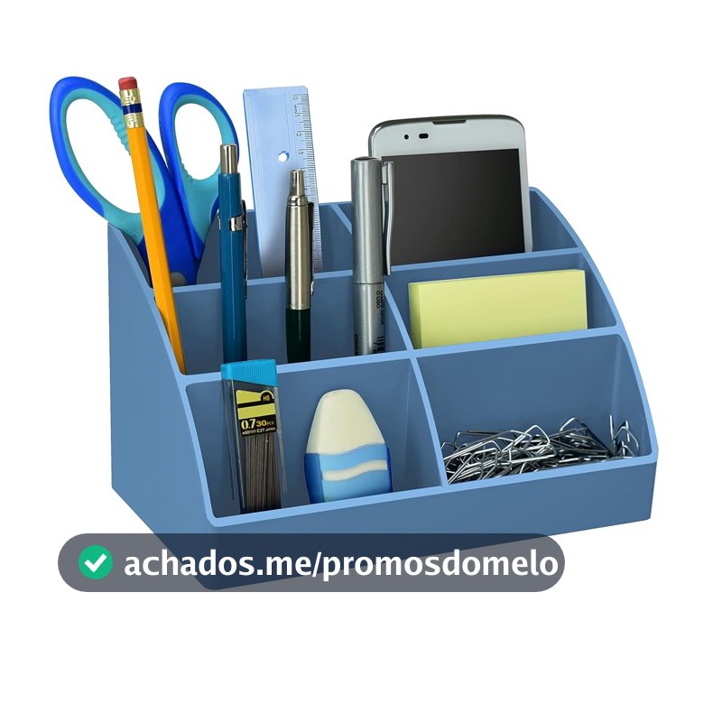 Acrimet Organizador de Mesa 6 Divisórias, Porta Lápis e Canetas, Cor Azul