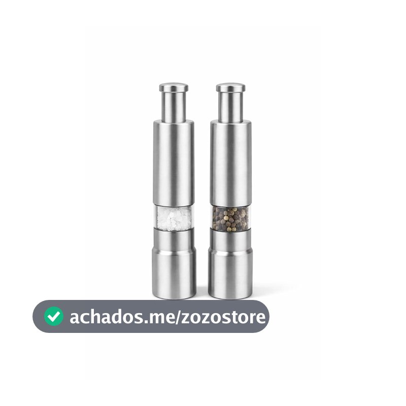 Kit Moedor Manual de Sal e Pimenta em Aço Inox 15 cm – Design Moderno para Cozinha e Mesa