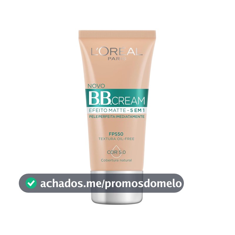 L'Oréal Paris BB Cream 5 em 1 com Efeito Matte, Ação Antibrilho, Controle de Oleosidade, Uniformiza e Ilumina para Peles Mistas a Oleosas com FPS 50 Cor Morena 30ml