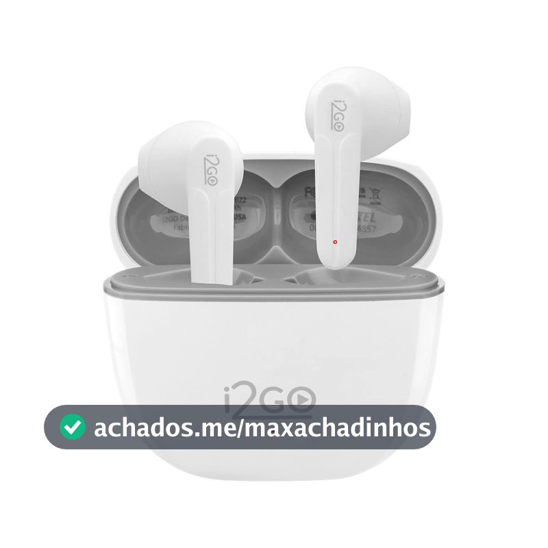 I2GO, Fone De Ouvido, TWS, Bluetooth, 20 Horas totais de Bateria, ENC, Air Sound Go 2.0, Branco, i2GO PRO