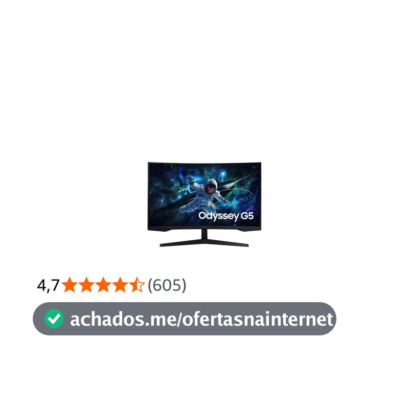 Monitor Gamer Samsung Odyssey G5 32, Resolução QHD, Taxa de atualização de 165Hz & 1ms de tempo de resposta (MPRT), Curvatura com 1000R, HDR 10, AMD FreeSync, Eye Saver Mode & Flicker Free Mode
