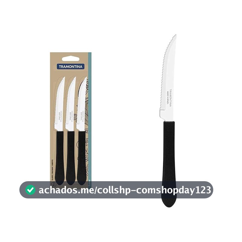 Conjunto 3 Facas Inox, Preto, Tramontina