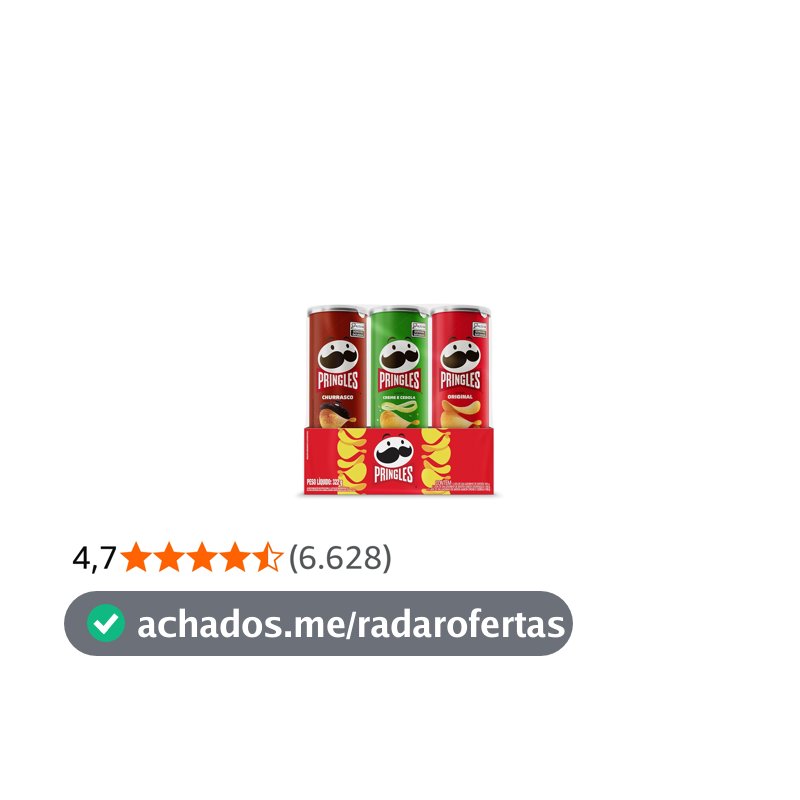 Pringles Pack Promo Salgadinho de Batata Frita 3 Sabores - Original, Creme e Cebola e Churrasco