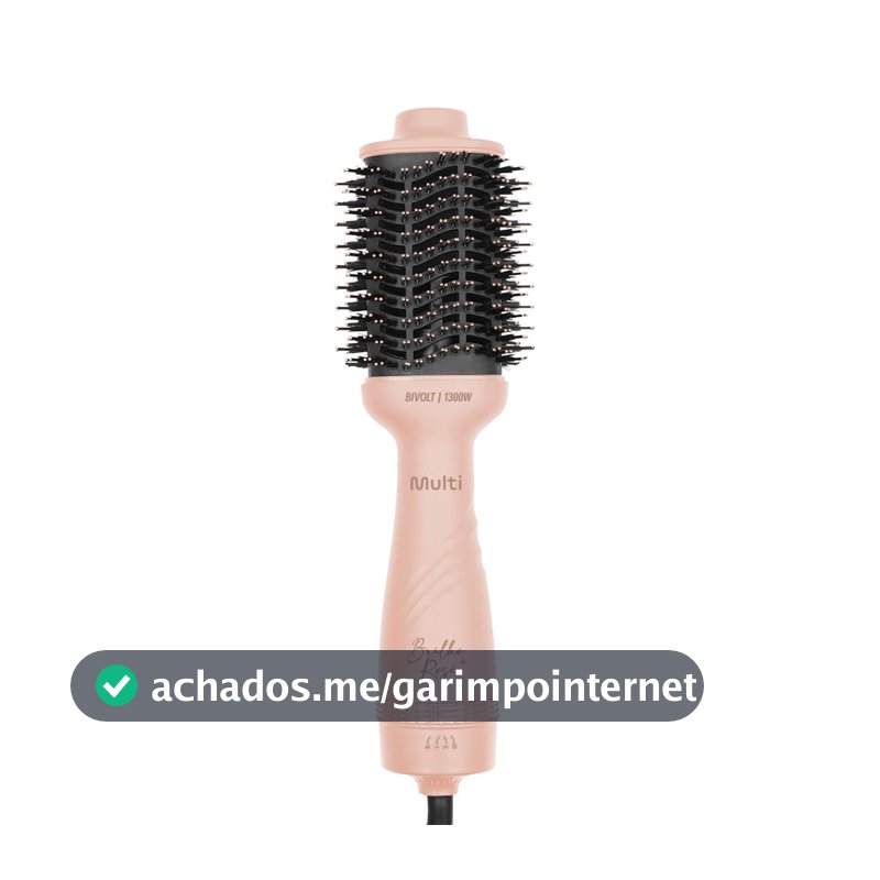 Escova Secadora Multi Care Brilho Rosé 1300W 3 Temperaturas Nanoceramic Glass Oval 2 em 1 Bivolt - EB200
