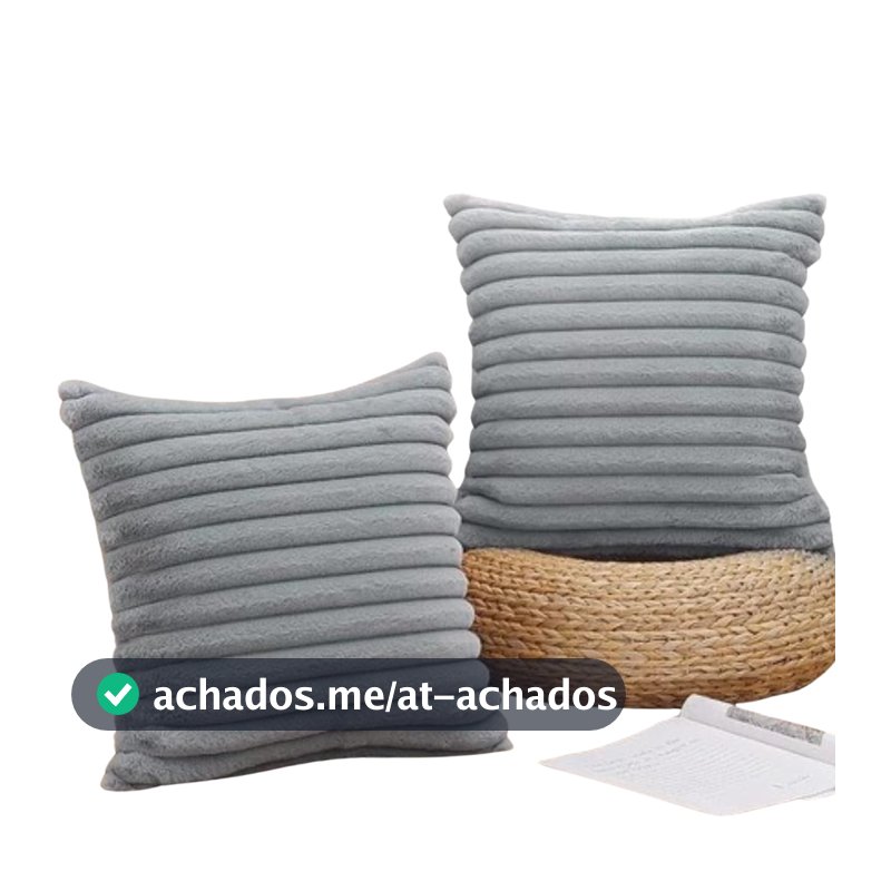 Capa de Almofada, Kit com 2 Capas Decorativas em Pelúcia, Plush, Luxuoso, Toque Suave, Desenhos em Relevo, Sala - Casa e Decoração (Cinza)