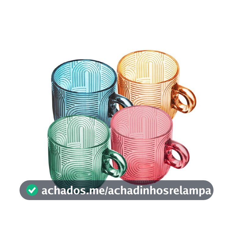 WOLFF - Conjunto 4 Xícaras de Vidro Frankfurt Colorido 220ml