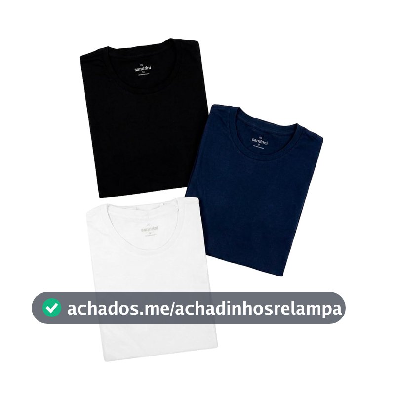Kit 3 Camisetas Básicas Masculinas Sandrini Preto ou Sortido Algodão Premium Conforto Casual Dia a Dia