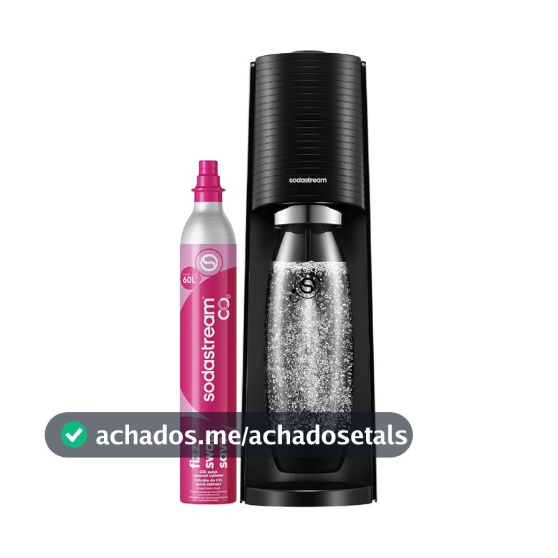 Máquina de Água com Gás Terra Preta SodaStream com Cilindro