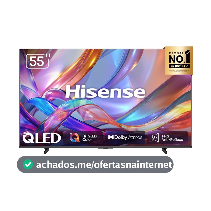 Hisense Smart TV 4K Hi-QLED 55" Polegadas 55QD68SG Hi-QLED com Tela Antirreflexo, Dolby Atmos, Processador AI, HDR 10+, 4K Upscale e Google TV