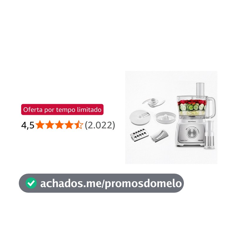 MONDIAL, Multiprocessador Turbo Chef 7 em 1, Branco 1000W, 110V - MPN-01-WE