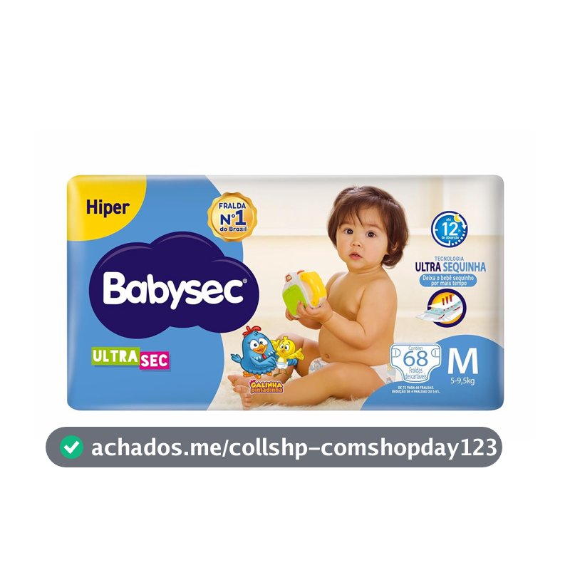 Fraldas Descartáveis Babysec Ultrasec, Tamanho M, 72 Unidades