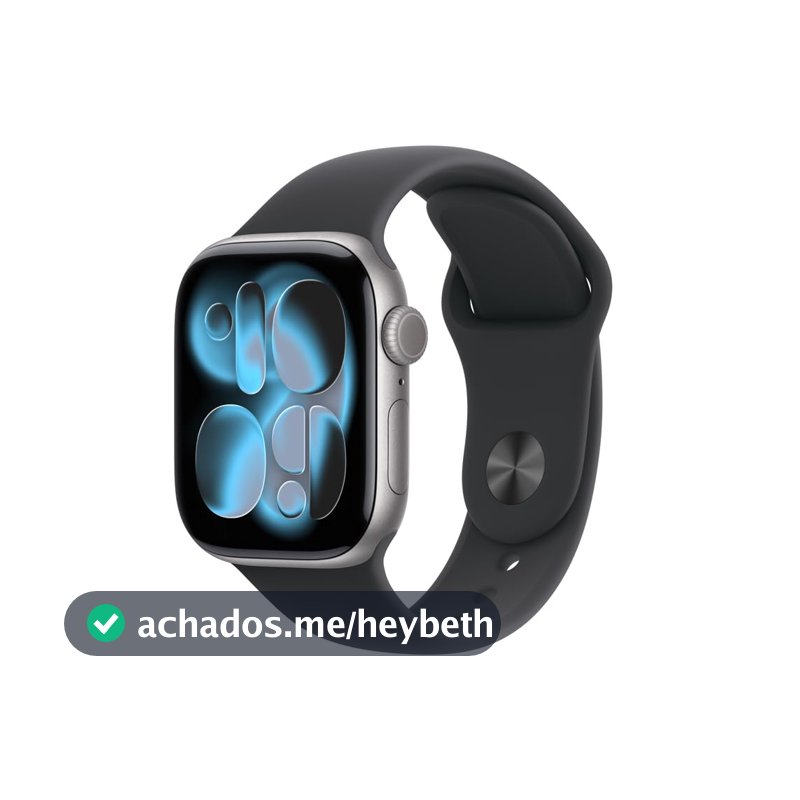 Apple Watch Series 11 GPS, Caixa em alumínio cinzento sideral de 42 mm com Bracelete desportiva preta - P/M