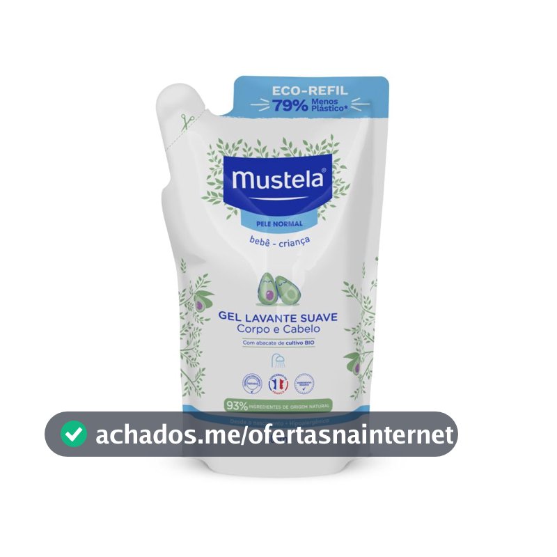 Mustela Refil Gel Lavante Suave 400ml - Sabonete Líquido Corpo e Cabelo para bebês e crianças – feito com 93% de ingredientes de origem natural - Mustela Bebê e Criança