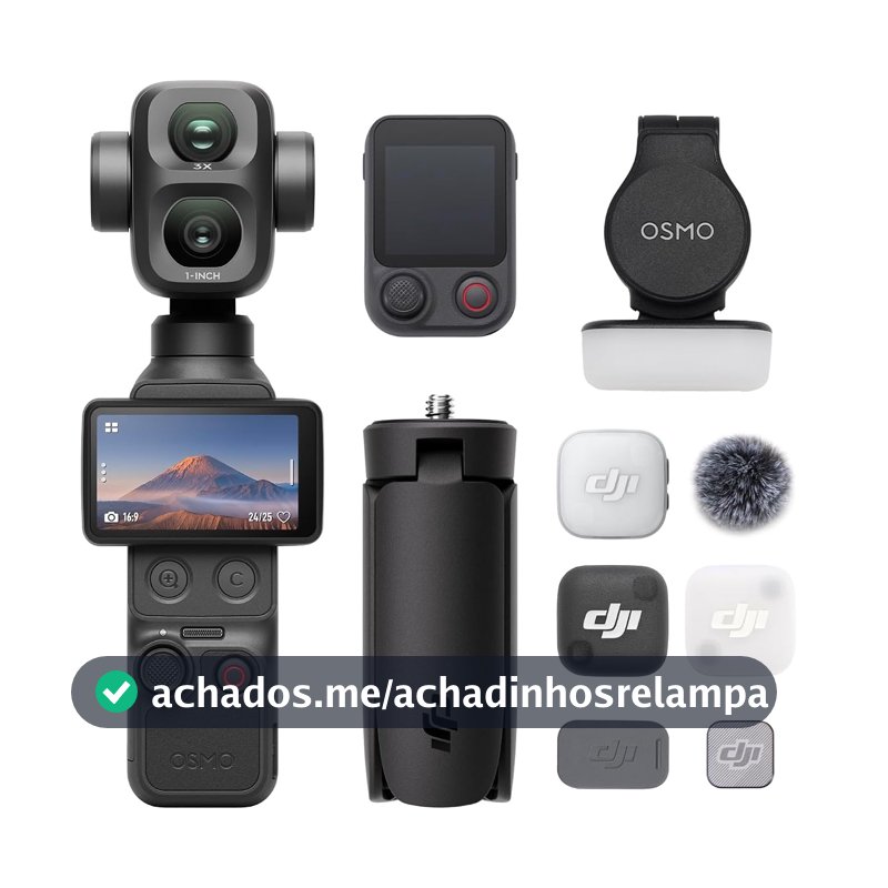 DJI Osmo Pocket 4P Vlog Combo, Câmera Vlog de Lente Dupla, Cinematic 4K