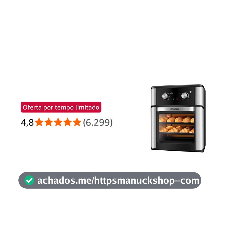 MONDIAL Fritadeira Air Fryer Forno Oven Analógica 12L, Preto, 2200W, 220V - AFON-12L-AB