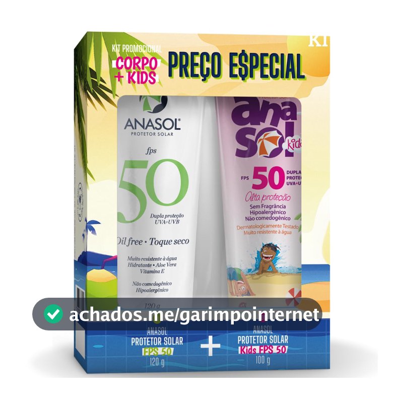 Protetor Solar Corporal Anasol, FPS 50, 120g, Kit com 2 Unidades
