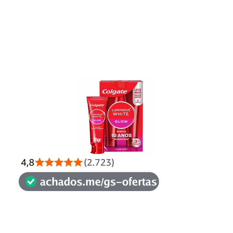 Colgate Luminous White Glow Creme Dental Clareador, 2x70g
