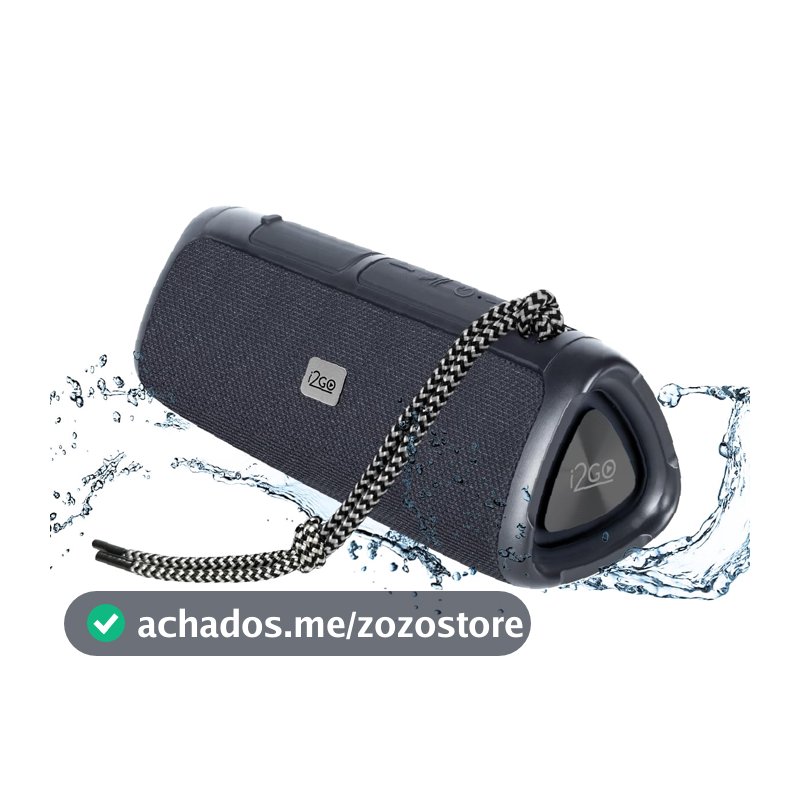 I2GO, Caixa De Som Bluetooth 3 Angle Sound. 12W RMS, Resistente à Água, Preto