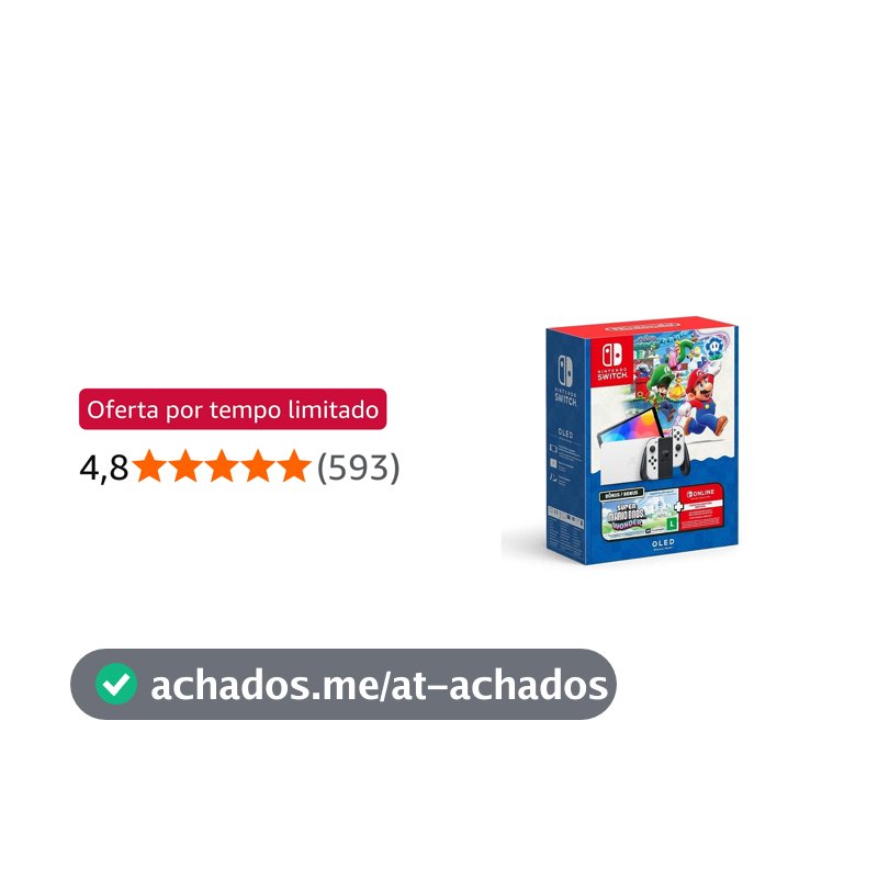 Bundle Nintendo Switch OLED + Super Mario Bros Wonder + 3 Meses de Assinatura Nintendo Switch Online