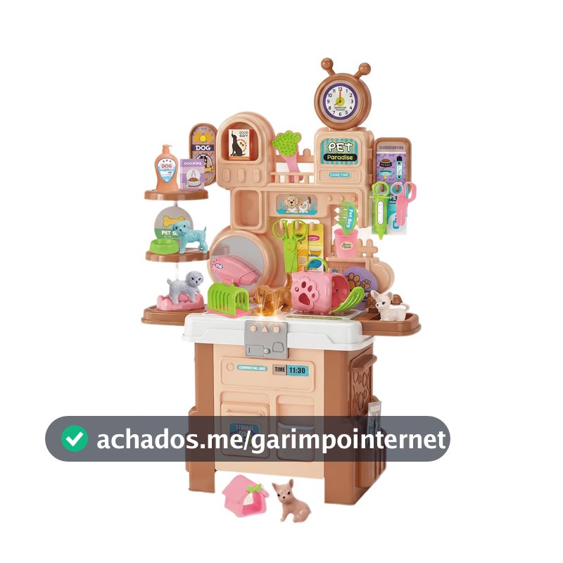Brinquedo Pet Shop Infantil Luz Som Cachorrinhos Veterinário Estação Completa