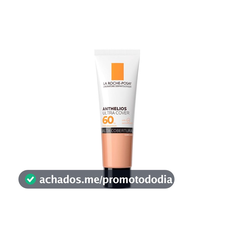 La Roche-Posay, Ultra Cover, Protetor Solar com Cor e Performance de Maquiagem, 12h de cobertura de base em uma única camada, Textura Fluida, Oil free, Toque Seco, FPS60, 30g