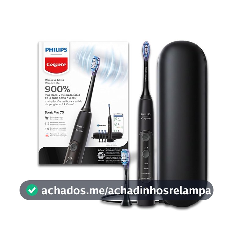 Philips Colgate SonicPro 70 Escova Elétrica, Recarregável, 3 Refis e Estojo