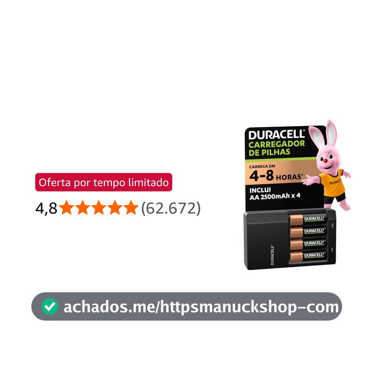 Duracell Carregador de Pilhas Recarregáveis AA e AAA Com 4 Pilhas AA Inclusas – Bivolt