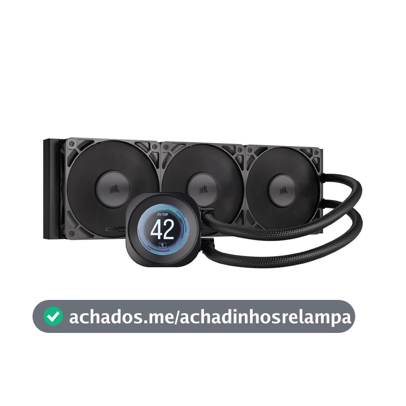 CORSAIR NAUTILUS 360 RS LCD Cooler Líquido de CPU, 360mm, Compatível com Intel 1851/1700 e AMD AM5/AM4, Alumínio e Cobre, 420-2100 RPM