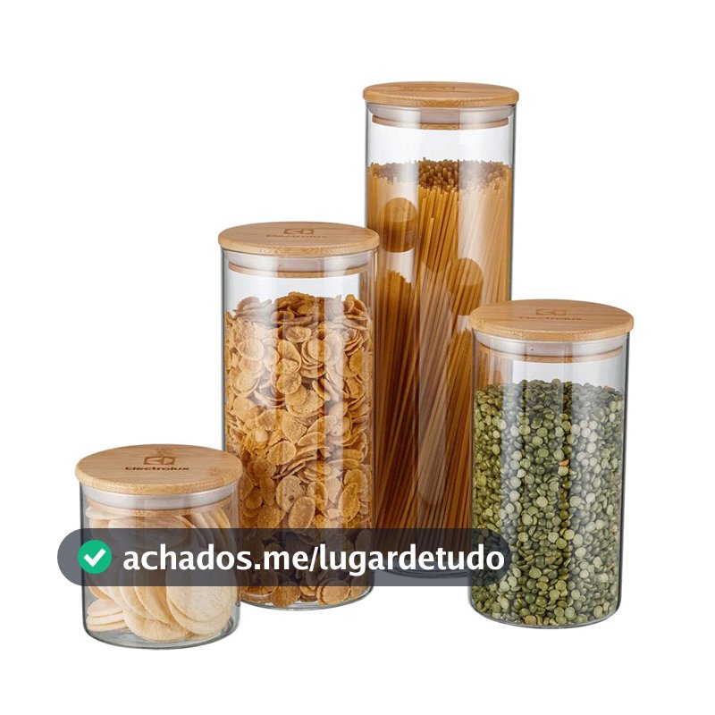 Potes Herméticos Porta-Mantimentos com Tampa de Bambu Electrolux - 4 unidades