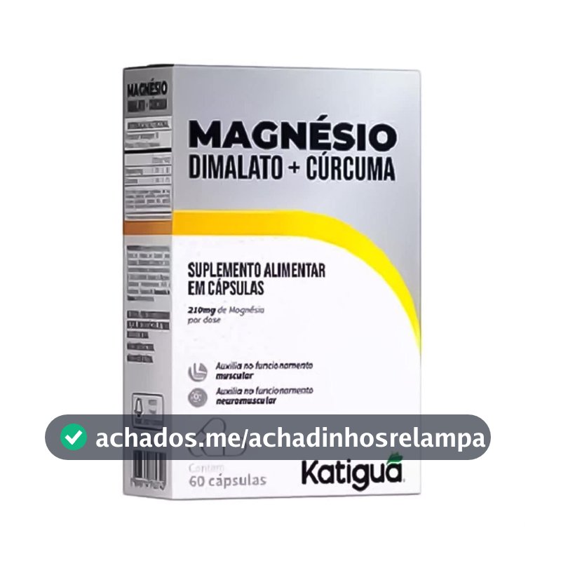 Katiguá, Magnésio Dimalato + Cúrcuma, Sem sabor, 60 Cápsulas rígidas • 30 doses, Branco