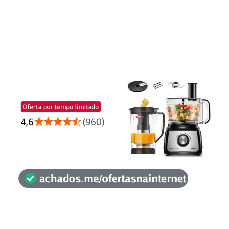 MONDIAL Multiprocessador Turbo Chef 5 em 1, Preto, 1000W, 220V - MPN-01-B