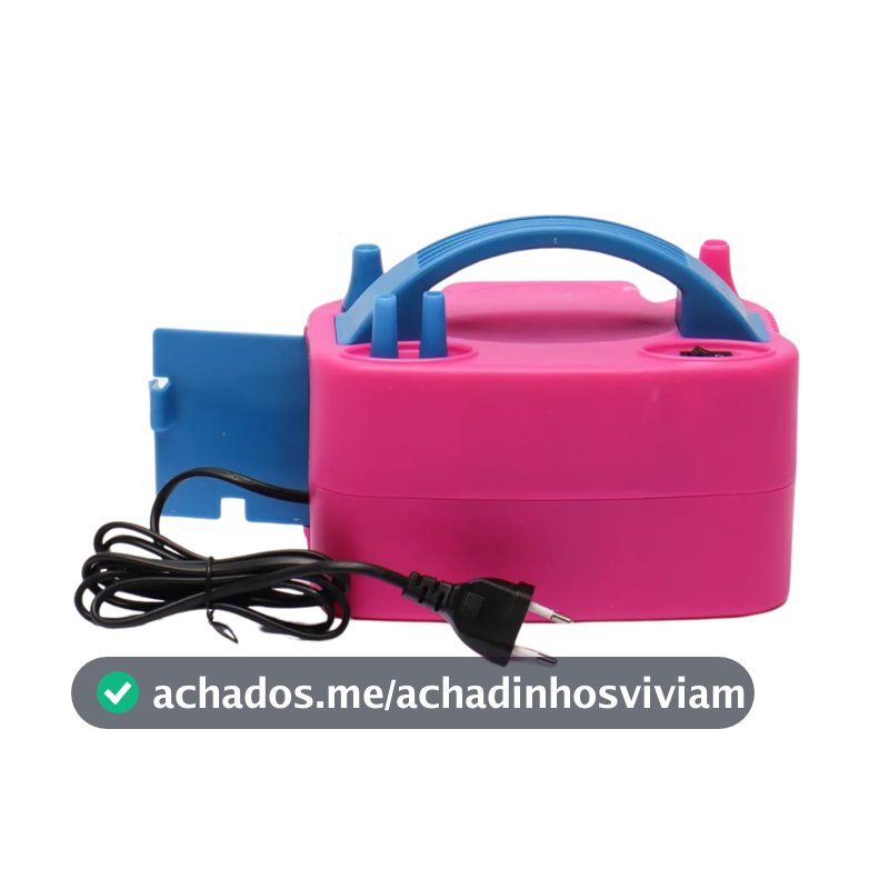 Inflador Elétrico de Balões 110V Rosa – Compressor de Ar Portátil e Rápido