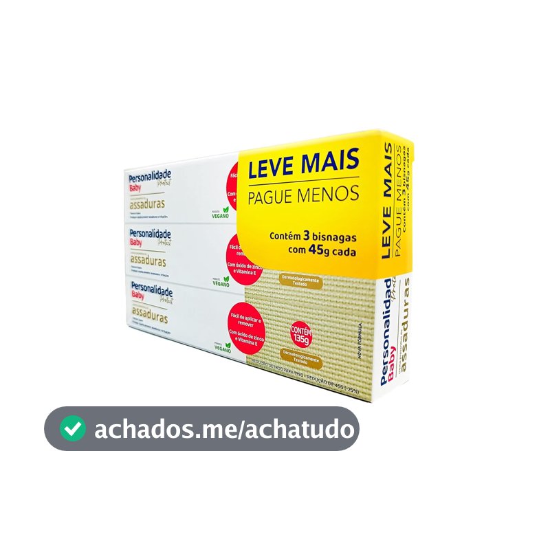 Creme para Assaduras Personalidade Baby, 45g, Pack com 3 Unidades