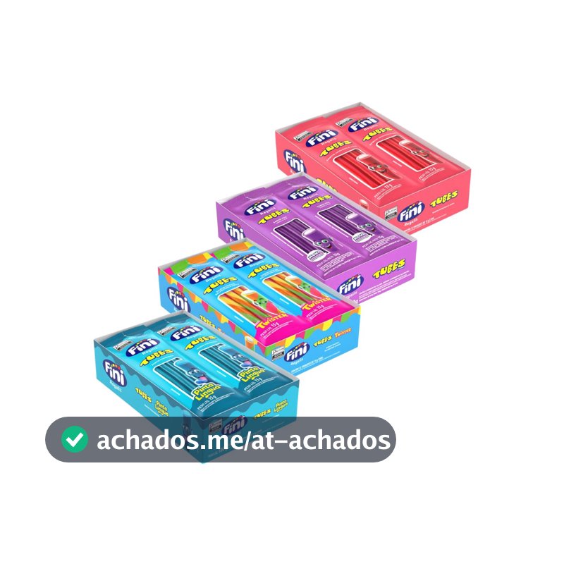 Fini Tubes Balas de Goma Sortidas, 5 Caixas com 12 Pacotes de 15g, Sabores Uva, Frutas Silvestres, Morango, Framboesa e Nata (4 Caixas - 4 Sabores)