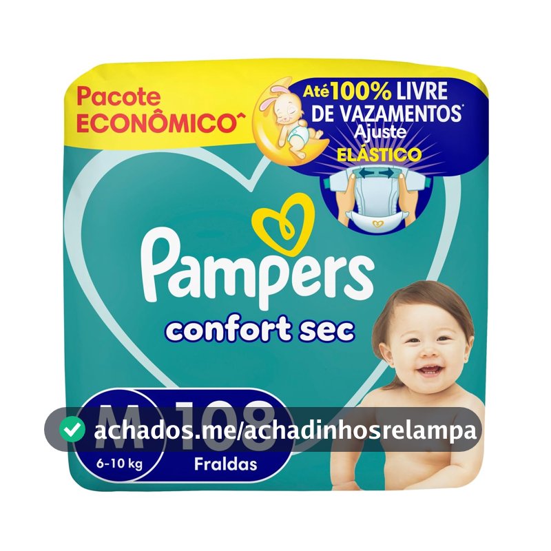 Fralda Pampers Confort Sec Tamanho M, 108 Unidades