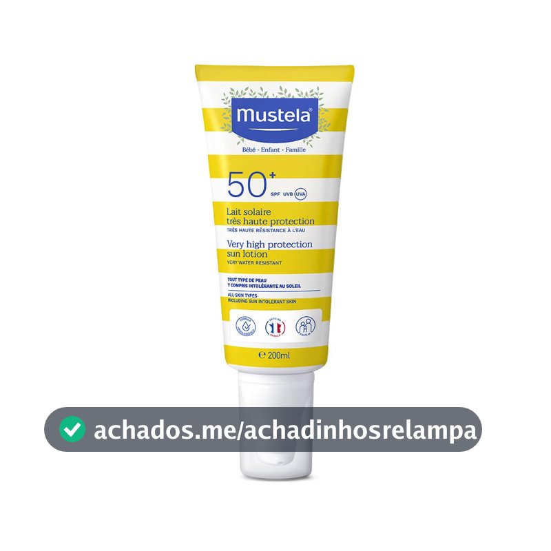 Mustela Protetor Solar 200ml FPS 50+ Filtro Solar Rosto e Corpo Para Bebês, Crianças e Adultos - Alta Proteção Solar com Fórmula Hipoalergênica para Todos os Tipos de Pele