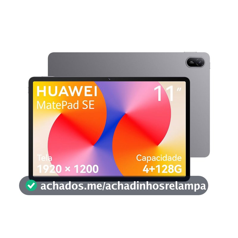 Tablet, HUAWEI MatePad SE 11, 4+128GB, Tela HUAWEI FullView de 11" para Conforto Visual，Superbateria de 7700 mAh 22,5W，Câmera Traseira 8 MP，Câmera Frontal 5 MP，Cinza Nebula
