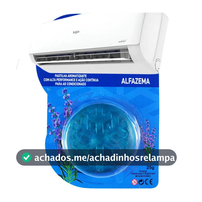 Pastilha Bactericida Aromatizante para Ar Condicionado Split – AROMA ALFAZEMA (25g) Higienizadora Ação neutralizadora de odores Aroma contínuo ELIMINA MAU CHEIRO