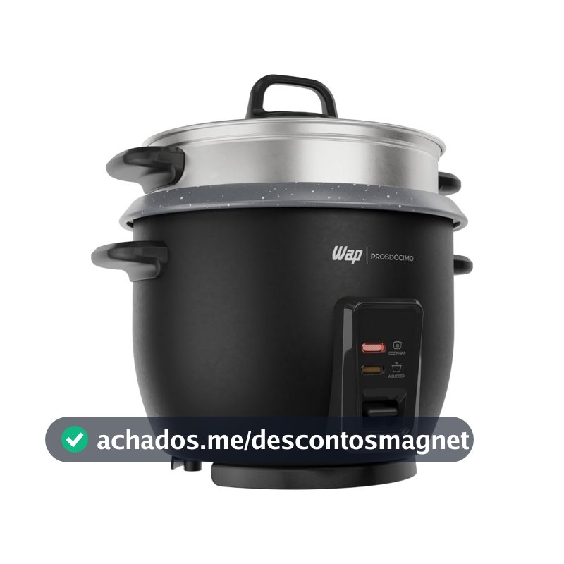 WAP Panela de Arroz Elétrica WRC1000 2 em 1, Suporte para Cozimento de Legumes à Vapor e Desligamento Automático 220V