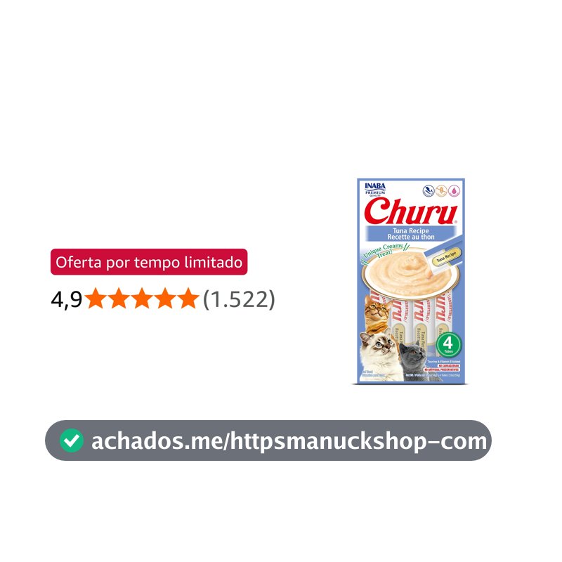 Churu Petisco Para Gato Sabor Atum 4 Tubos de 14g