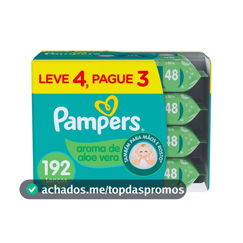 Lenços Umedecidos Pampers Aroma de Aloe Vera 192 Unidades