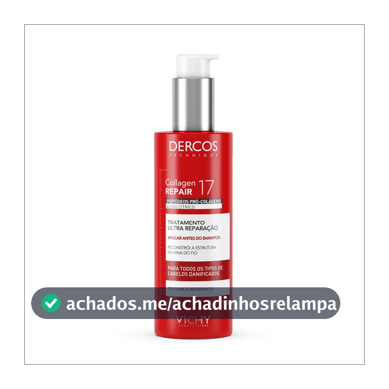 Vichy Dercos Collagen Repair 17, Pré-Shampoo Antiqueda e Antiquebra, Peptídeos Pró-Colágeno e Ácido Cítrico, Fios 10x Mais Fortes e 97% Reparados, 150g