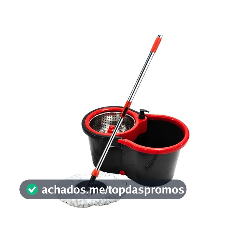 Powermaid Mop Giratorio Pro - Dois baldes com Centrífuga de Aço Inox - Balde de Enxague com 7L
