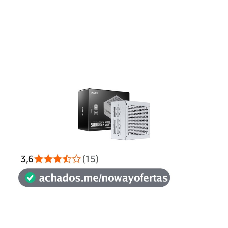 Fonte Gamer Pcyes Shocker Full Modular 600w 80 Plus White - White Ghost - FM600WWG