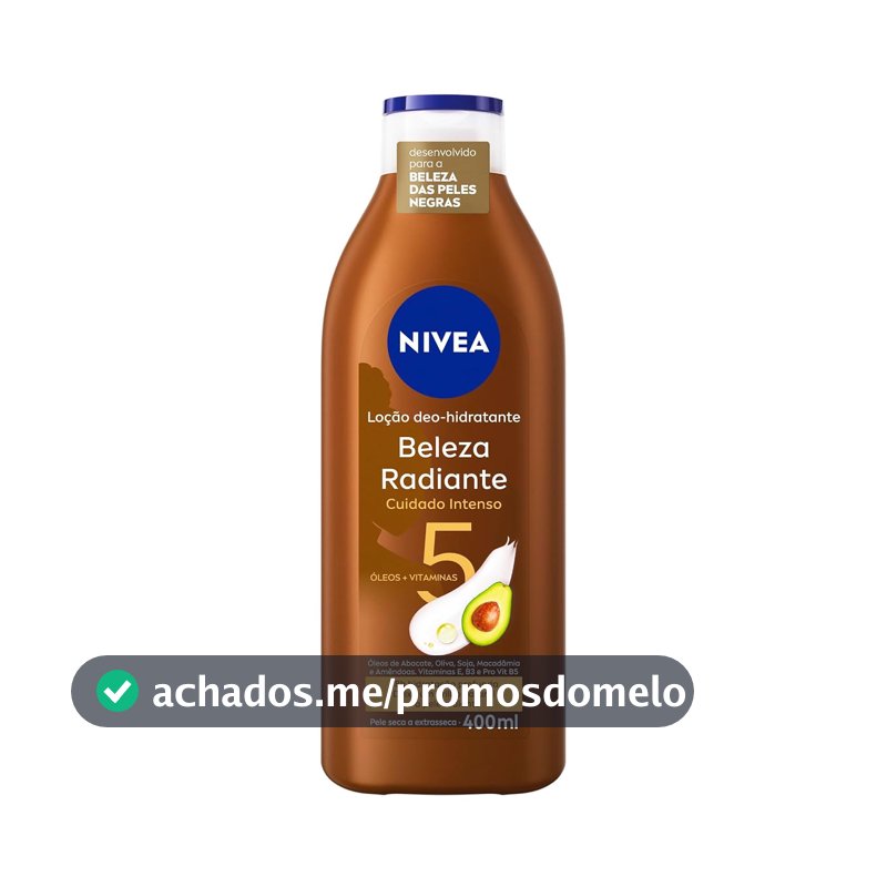 NIVEA Hidratante Desodorante Beleza Radiante Cuidado Intenso 400ml - Desenvolvido especialmente para a beleza da pele negra, ajuda na reparação das áreas ressecadas