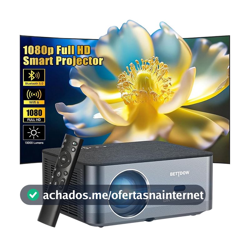 Bettdow Projetor 4k 8k 15000 Lumens Hd 1080p Compatível Completo De Android 9, Smart Projetores Retroprojetor Portatil 600 ANSI WiFi6, Auto Correção Trapezoidal, Foco Eletronico
